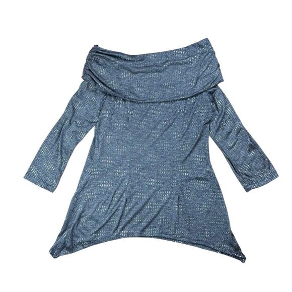 Frank Lyman NWT Dark Gray Silver Metallic Off the Shoulder Ruched Jewel Top - Picture 9 of 12